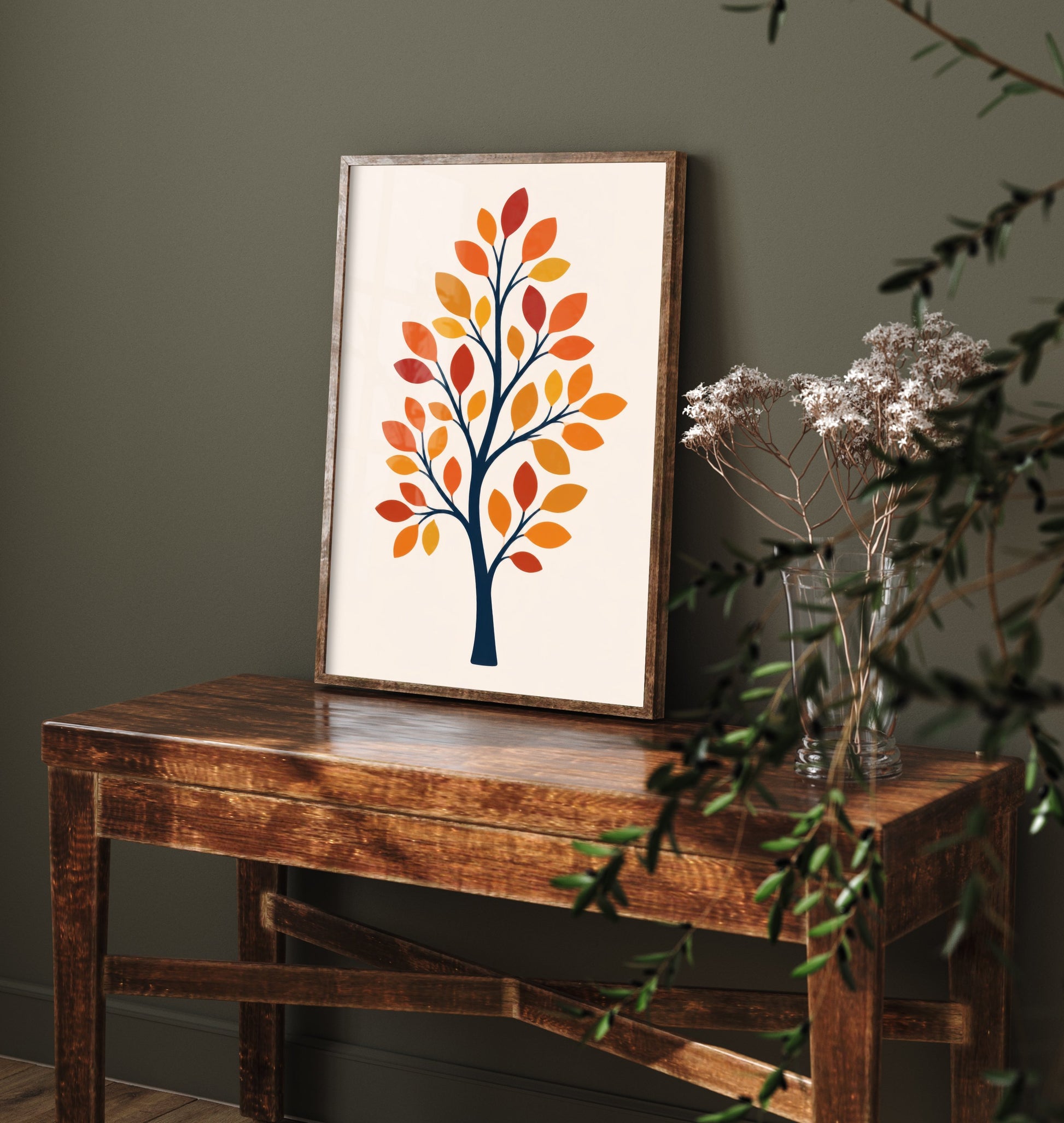 Autumn Tree Art Print - Minimalist Scandi Poster - Botanical Illustration Wall Art 3/3