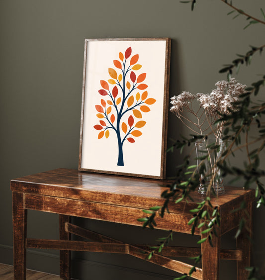 Autumn Tree Art Print - Minimalist Scandi Poster - Botanical Illustration Wall Art 3/3