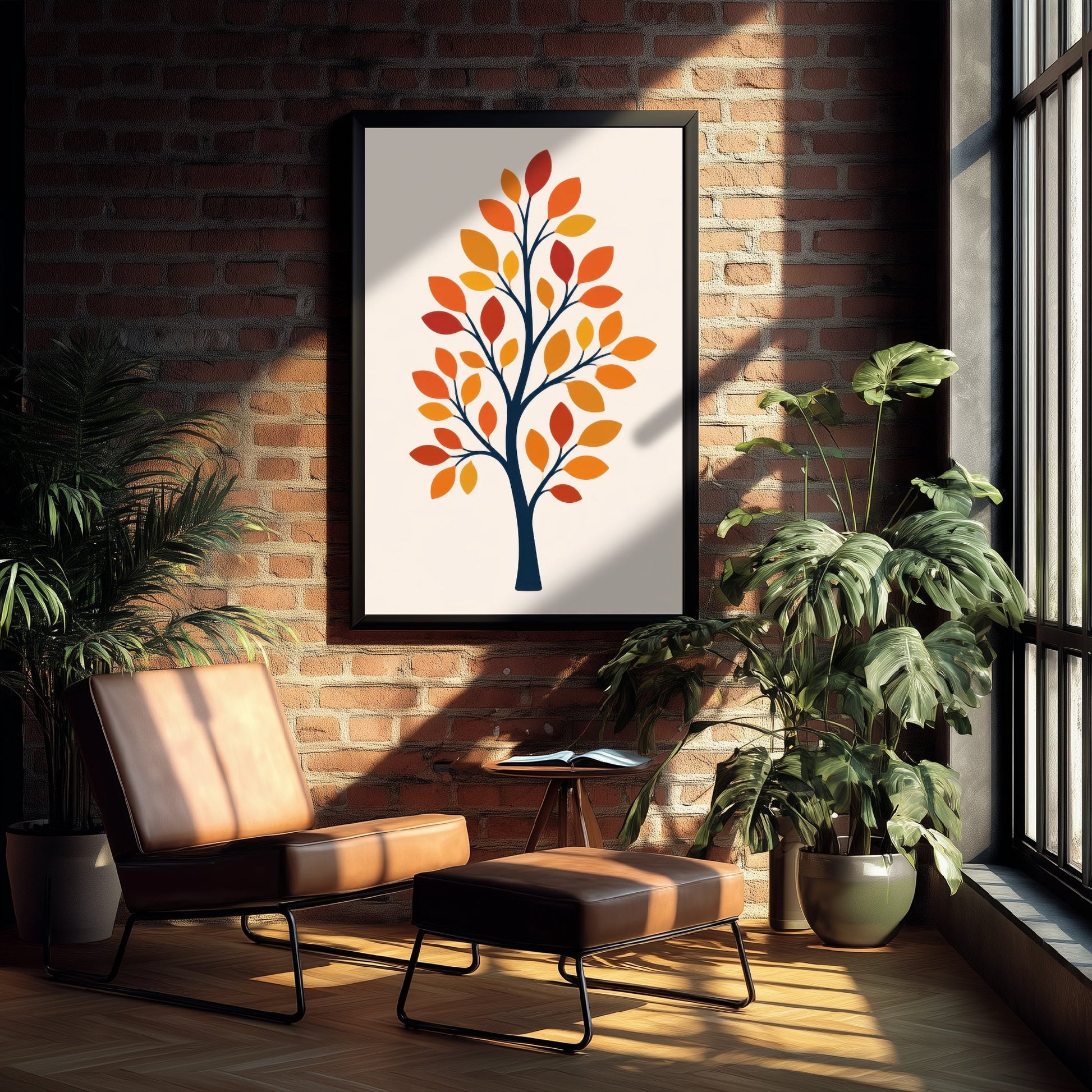 Autumn Tree Art Print - Minimalist Scandi Poster - Botanical Illustration Wall Art 3/3