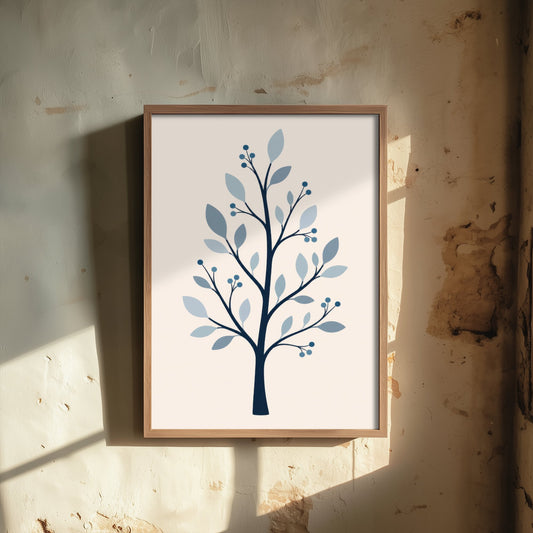 Winter Tree Art Print - Minimalist Scandi Poster - Botanical Illustration Wall Art 1/3