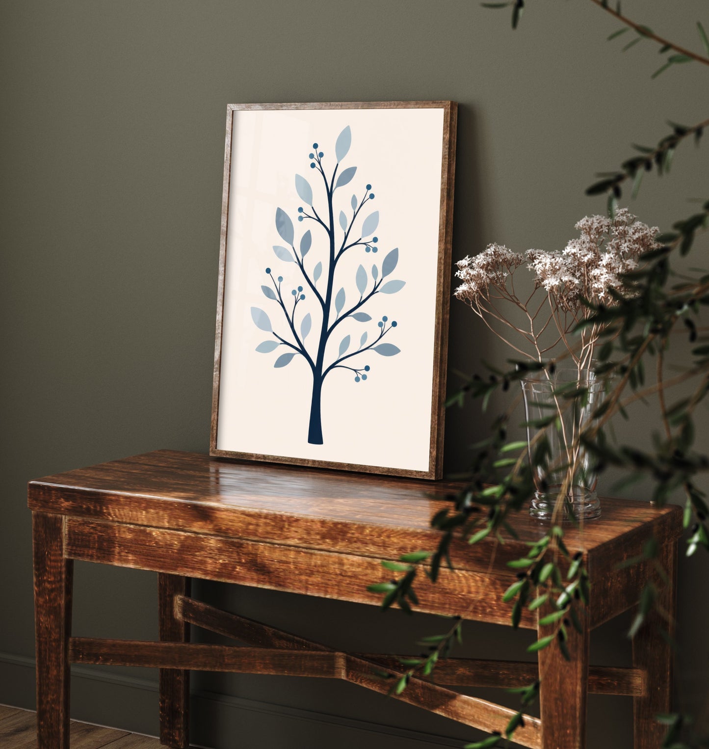 Winter Tree Art Print - Minimalist Scandi Poster - Botanical Illustration Wall Art 1/3