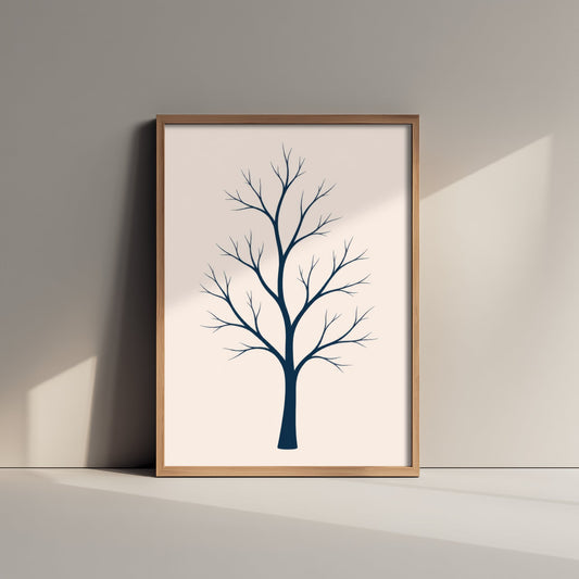 Bare Tree Art Print - Minimalist Scandi Poster - Winter Branch Illustration Wall Art 3/3