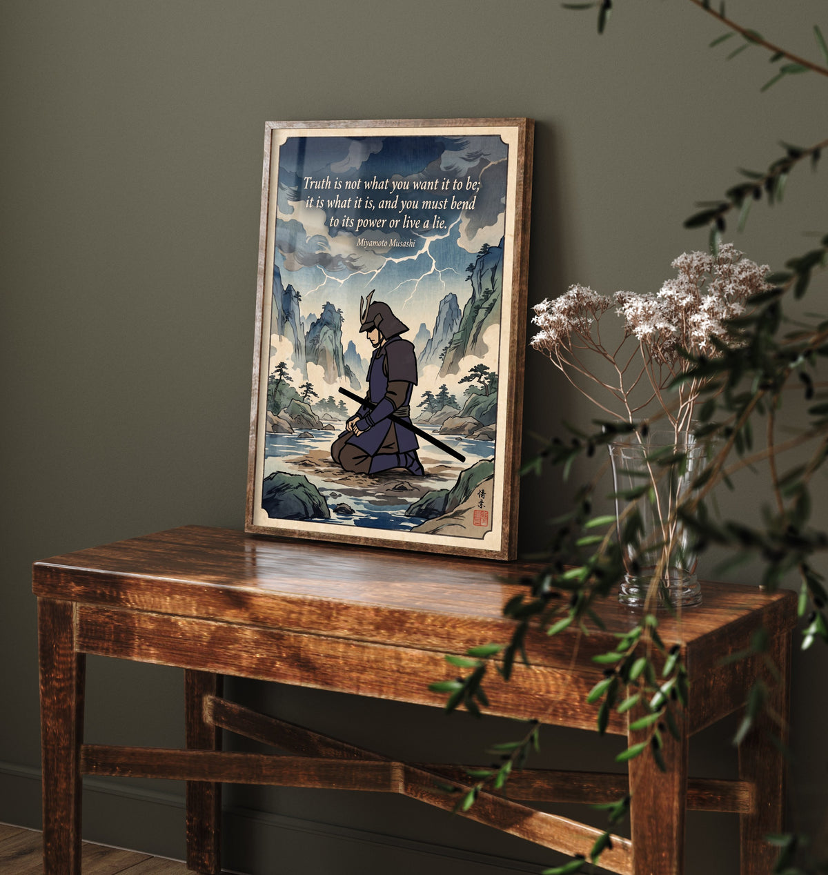 Miyamoto Musashi Quote Art Print - "Truth Is Not What You Want It to Be" - Samurai Wisdom Poster - Ukiyo-e Style Illustration