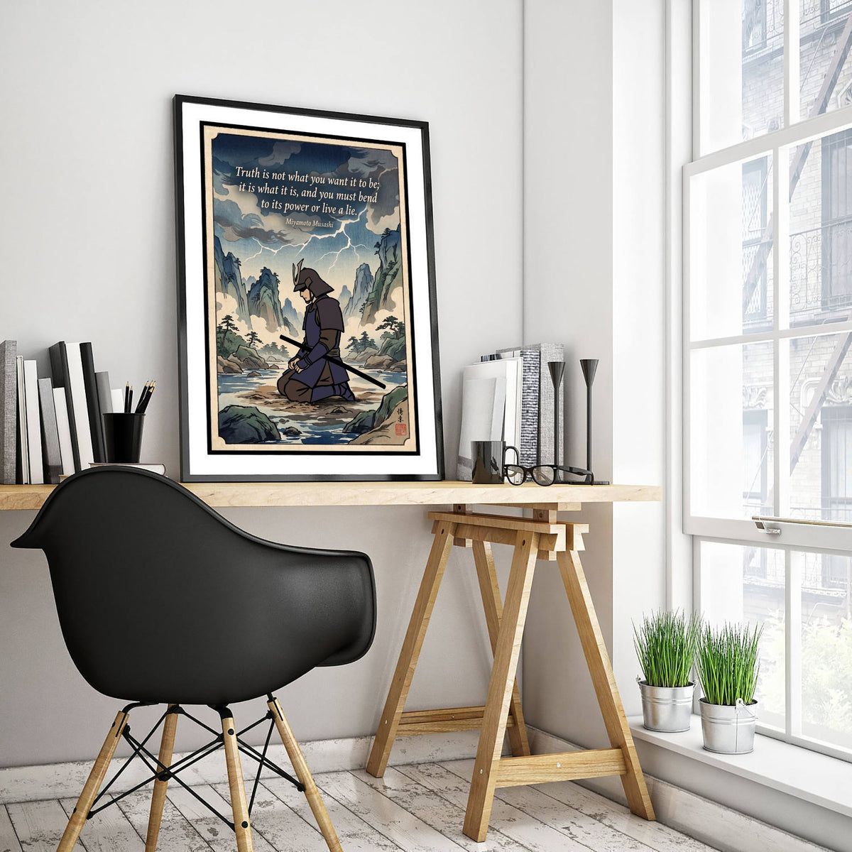 Miyamoto Musashi Quote Art Print - "Truth Is Not What You Want It to Be" - Samurai Wisdom Poster - Ukiyo-e Style Illustration