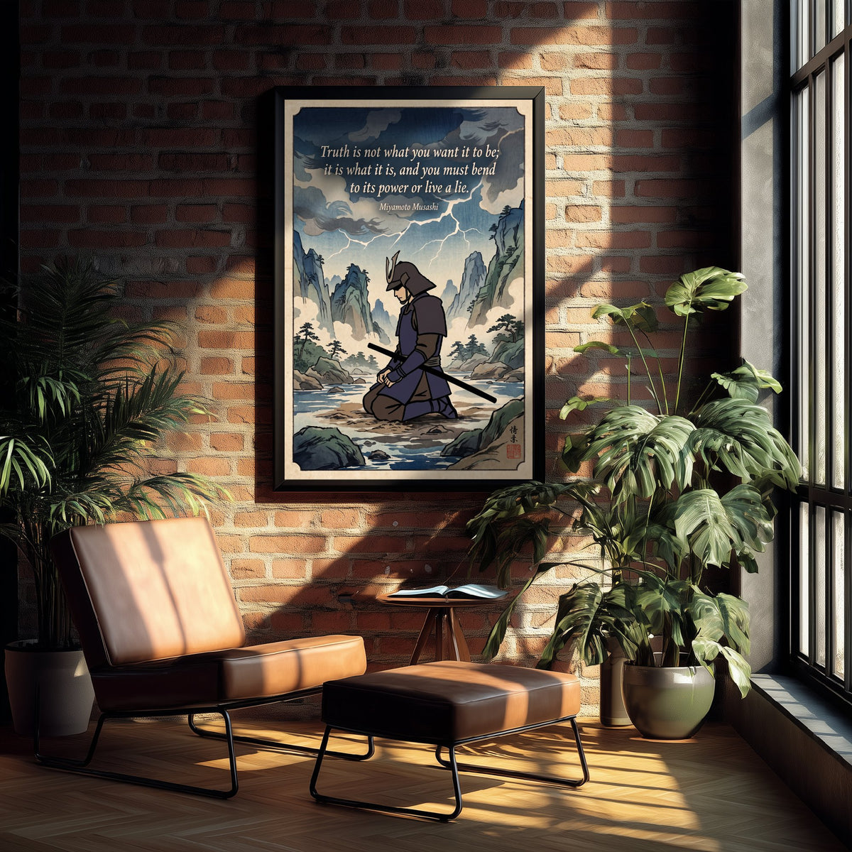 Miyamoto Musashi Quote Art Print - "Truth Is Not What You Want It to Be" - Samurai Wisdom Poster - Ukiyo-e Style Illustration