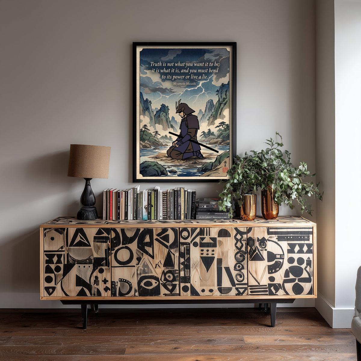 Miyamoto Musashi Quote Art Print - "Truth Is Not What You Want It to Be" - Samurai Wisdom Poster - Ukiyo-e Style Illustration