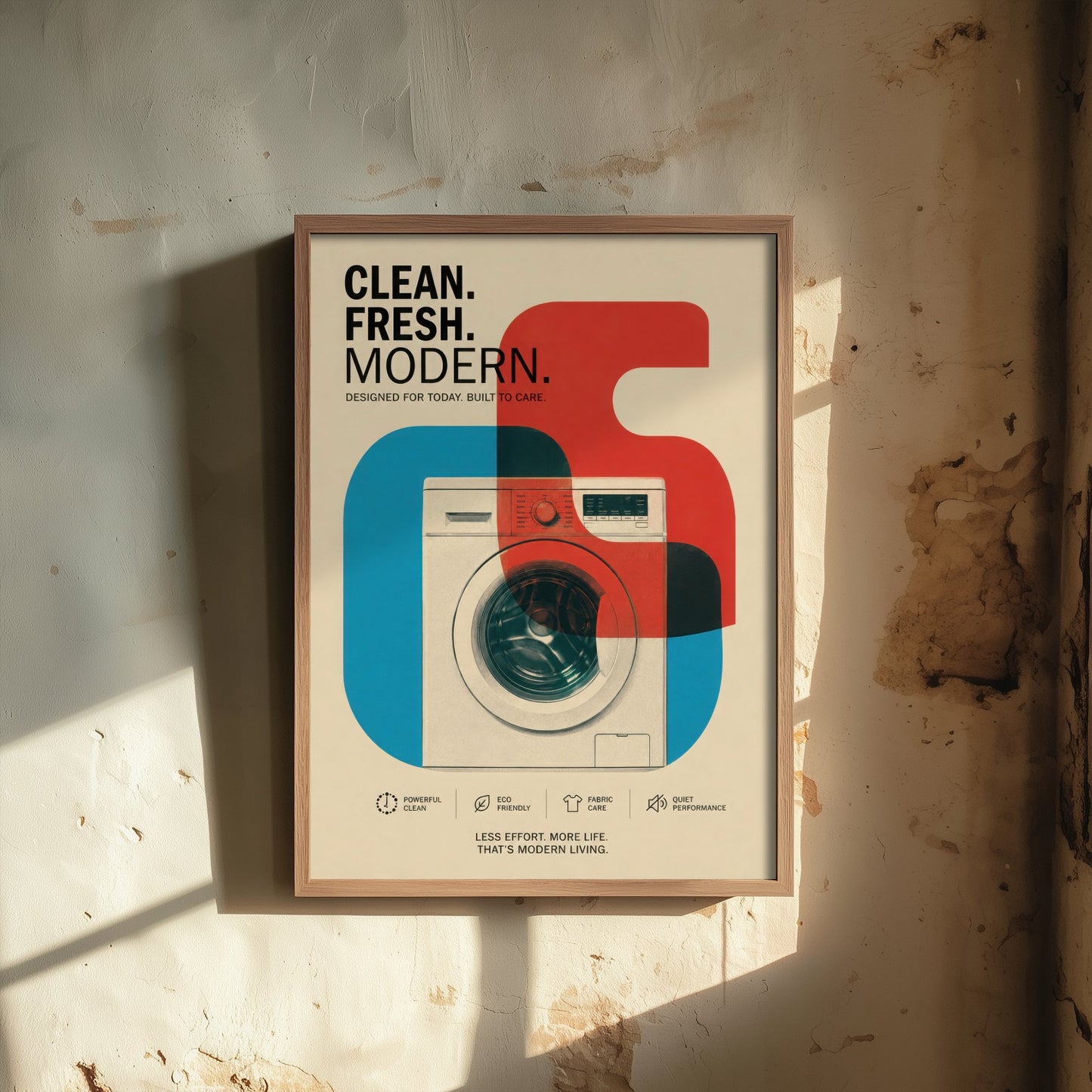 Modern Laundry Art Print - Bauhaus Washing Machine Poster - Minimalist Illustration - Utility Room Wall Art 1/3