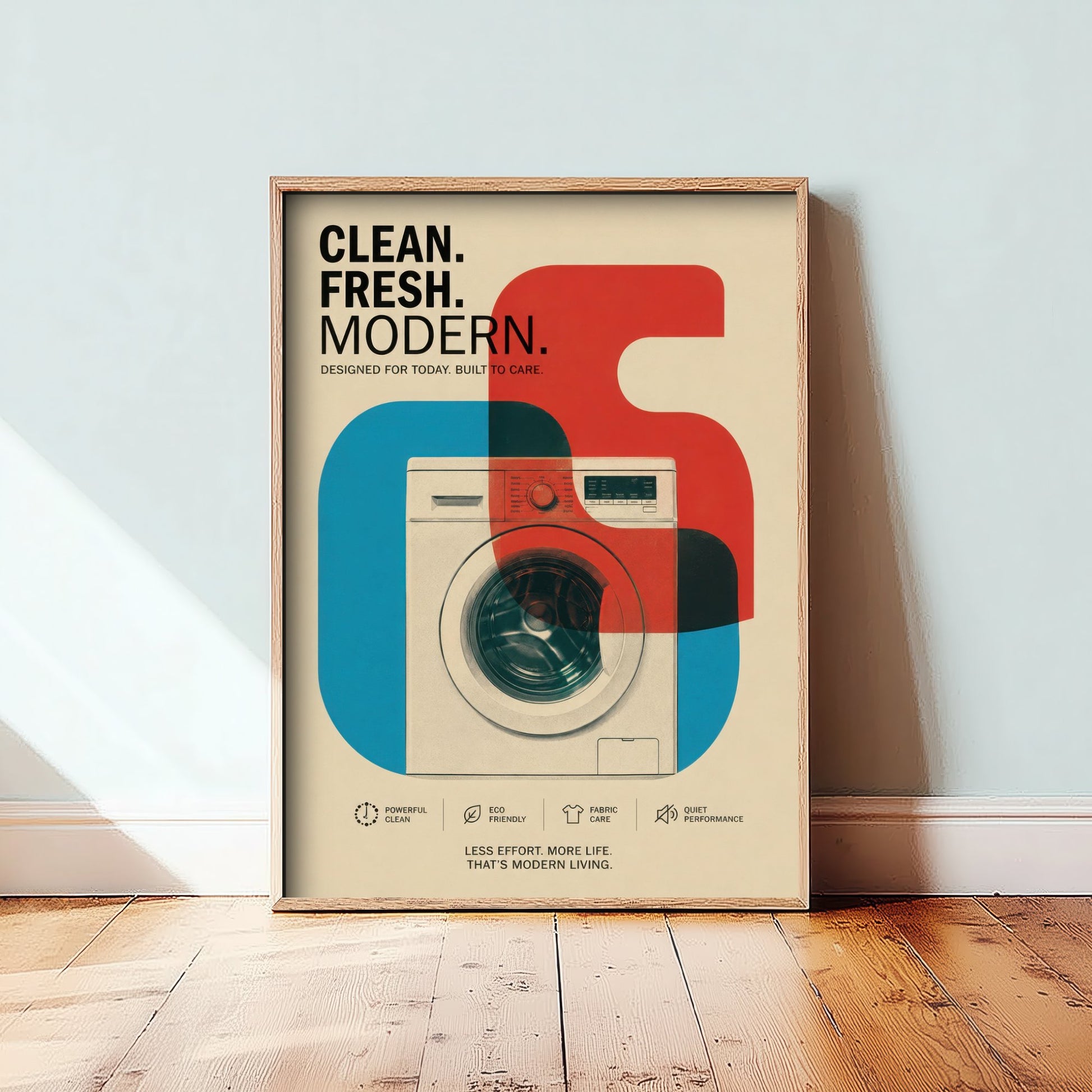 Modern Laundry Art Print - Bauhaus Washing Machine Poster - Minimalist Illustration - Utility Room Wall Art 1/3