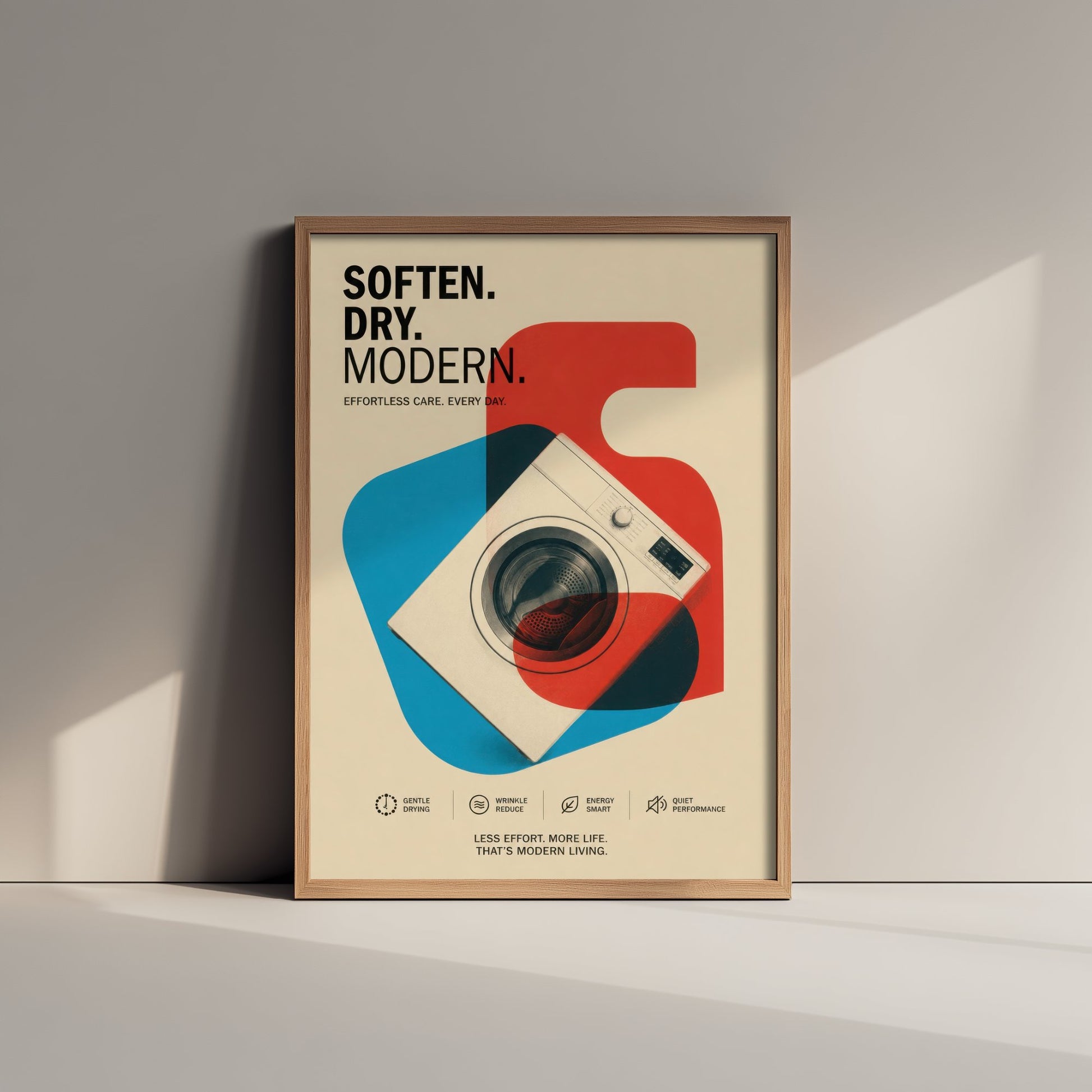 Modern Laundry Art Print - Bauhaus Tumble Dryer Poster - Minimalist Illustration - Utility Room Wall Art 3/3