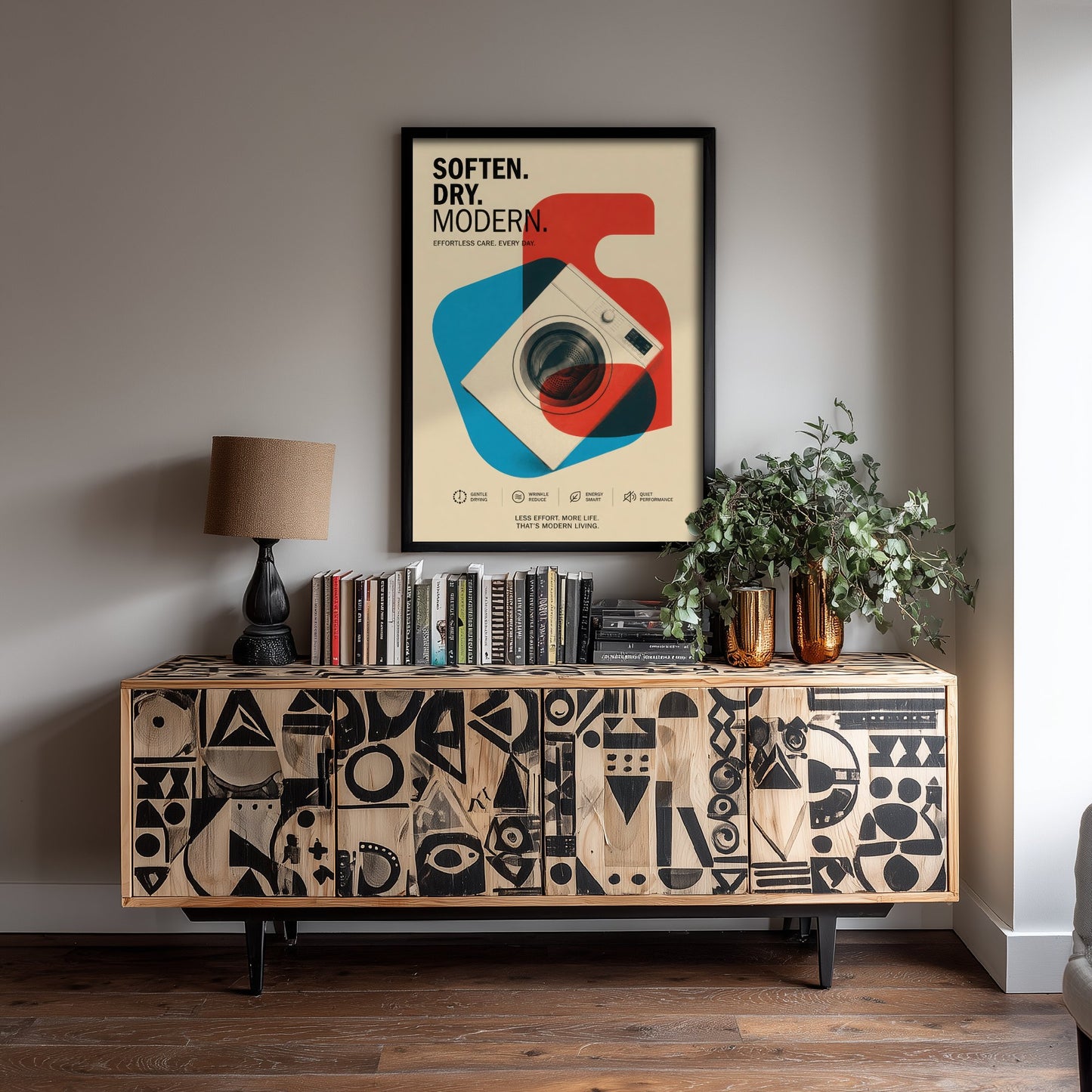 Modern Laundry Art Print - Bauhaus Tumble Dryer Poster - Minimalist Illustration - Utility Room Wall Art 3/3