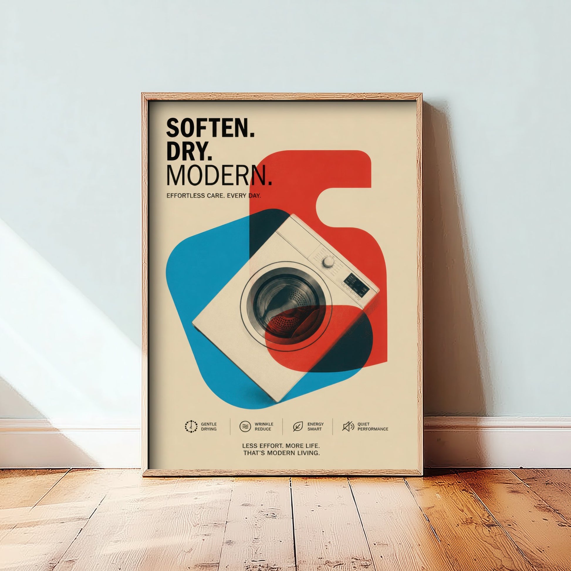 Modern Laundry Art Print - Bauhaus Tumble Dryer Poster - Minimalist Illustration - Utility Room Wall Art 3/3