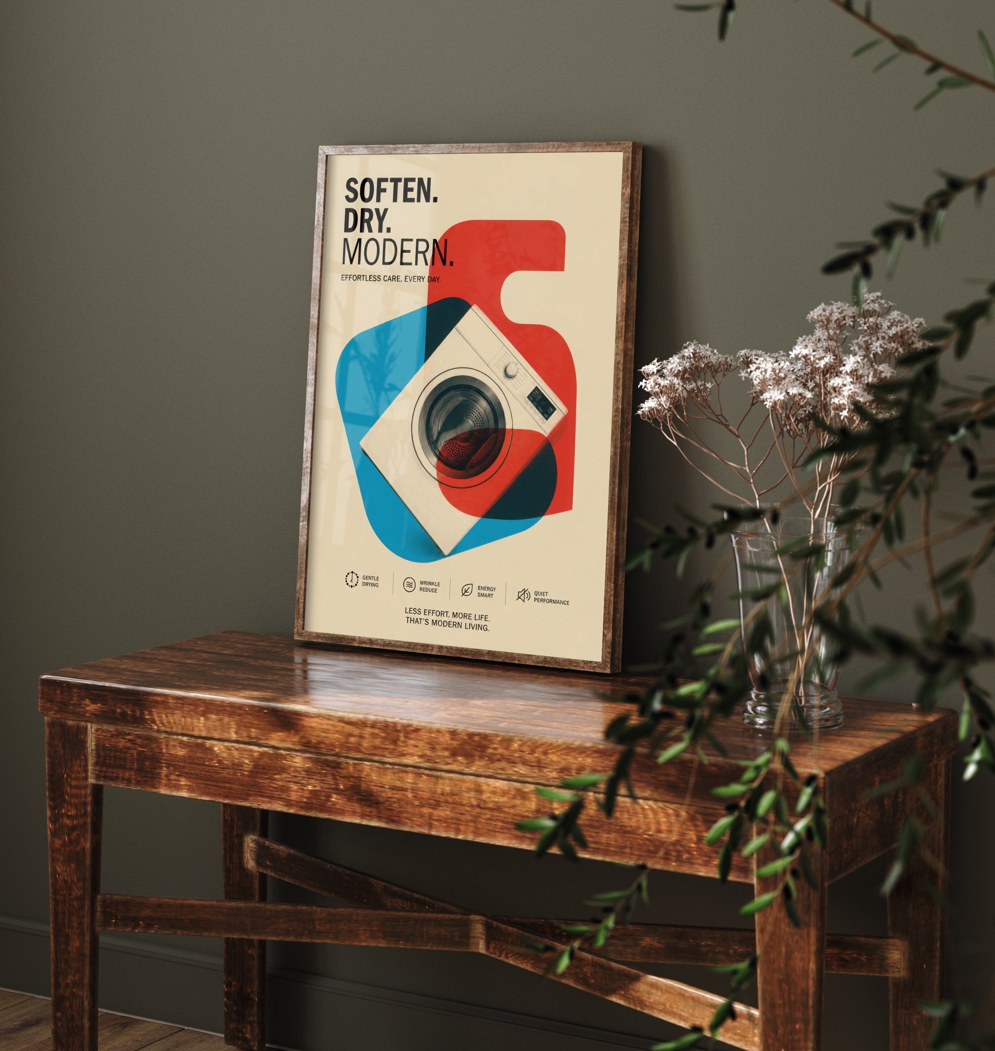 Modern Laundry Art Print - Bauhaus Tumble Dryer Poster - Minimalist Illustration - Utility Room Wall Art 3/3