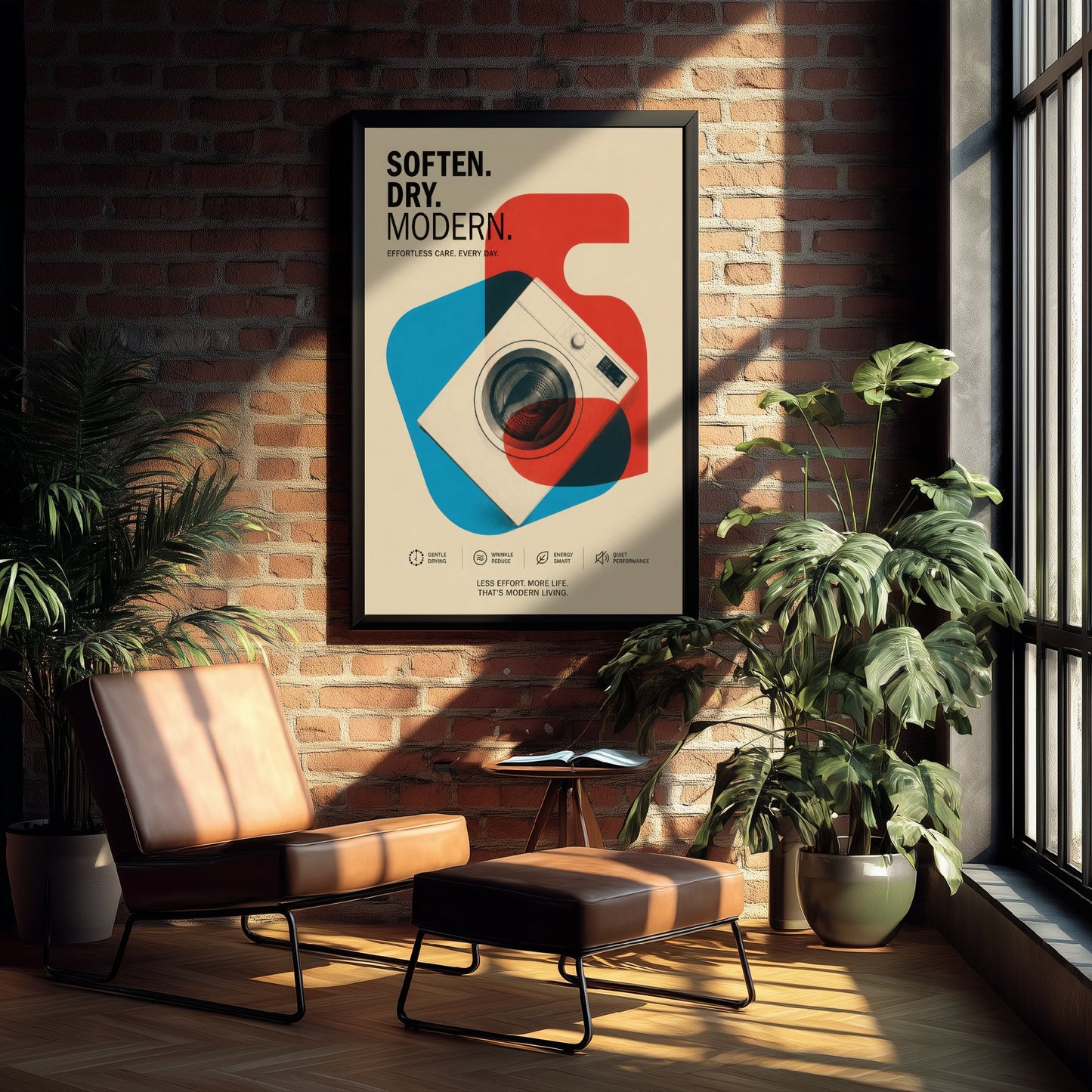 Modern Laundry Art Print - Bauhaus Tumble Dryer Poster - Minimalist Illustration - Utility Room Wall Art 3/3