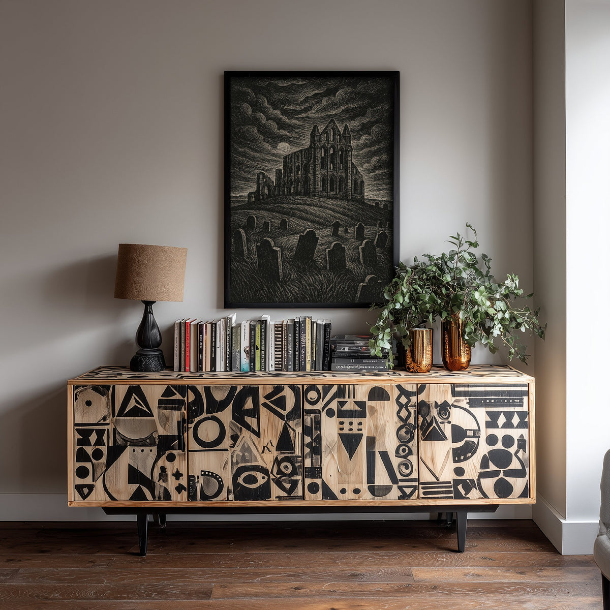 Whitby Abbey Art Print - Moody Woodcut Poster - Dramatic UK Landmark Illustration - Yorkshire 3/3