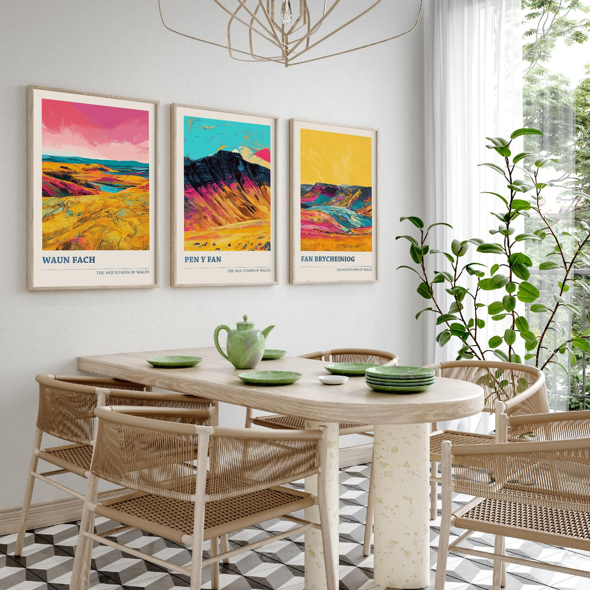Mountains of Wales Set of Three Prints - Waun Fach, Pen y Fan, Fan Brycheiniog - 3 Brecon Beacons Art Prints Poster Painting Gift V1