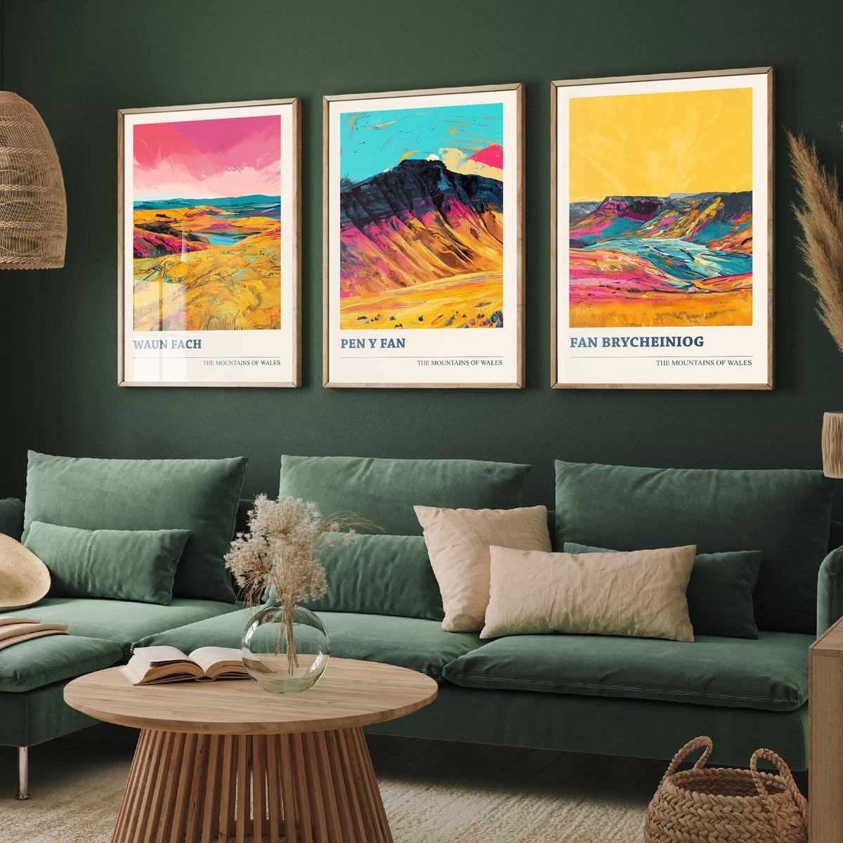 Mountains of Wales Set of Three Prints - Waun Fach, Pen y Fan, Fan Brycheiniog - 3 Brecon Beacons Art Prints Poster Painting Gift V1