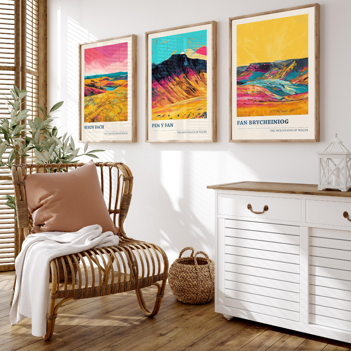 Mountains of Wales Set of Three Prints - Waun Fach, Pen y Fan, Fan Brycheiniog - 3 Brecon Beacons Art Prints Poster Painting Gift V1