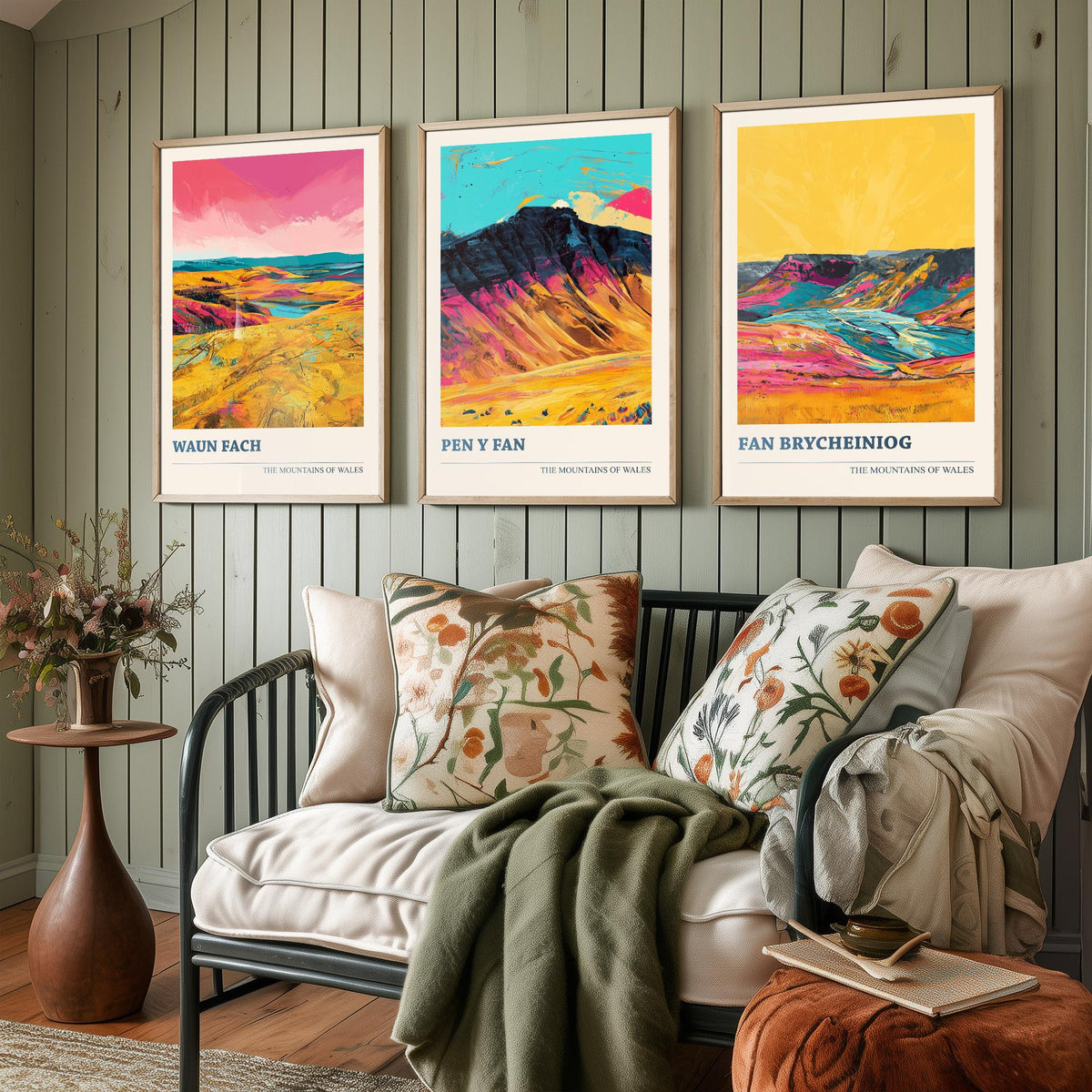Mountains of Wales Set of Three Prints - Waun Fach, Pen y Fan, Fan Brycheiniog - 3 Brecon Beacons Art Prints Poster Painting Gift V1