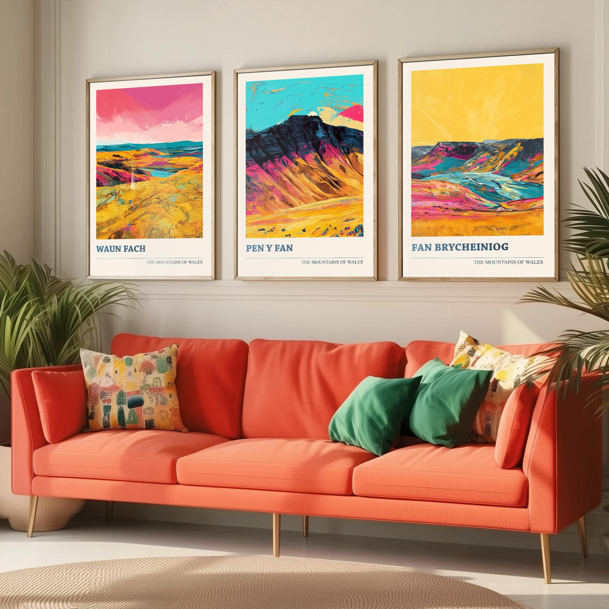 Mountains of Wales Set of Three Prints - Waun Fach, Pen y Fan, Fan Brycheiniog - 3 Brecon Beacons Art Prints Poster Painting Gift V1
