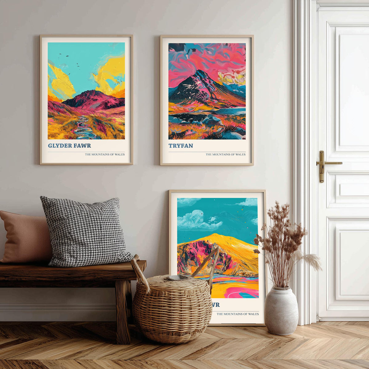 Mountains of Wales Set of Three Prints - Glyder Fawr, Tryfan, Elidir Fawr - 3 Eryri Snowdonia Art Prints Poster Painting Gift V1