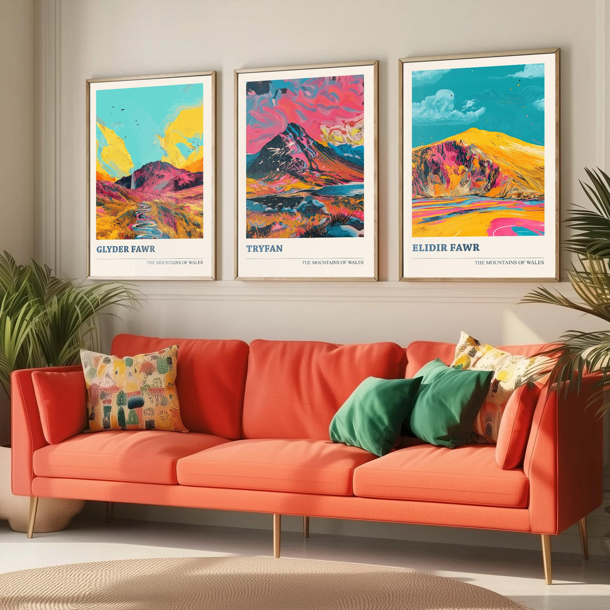 Mountains of Wales Set of Three Prints - Glyder Fawr, Tryfan, Elidir Fawr - 3 Eryri Snowdonia Art Prints Poster Painting Gift V1