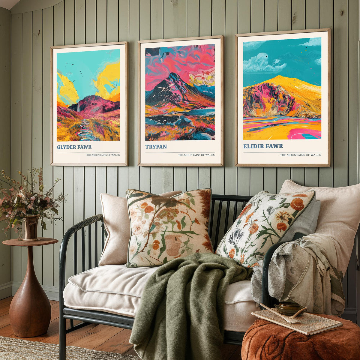 Mountains of Wales Set of Three Prints - Glyder Fawr, Tryfan, Elidir Fawr - 3 Eryri Snowdonia Art Prints Poster Painting Gift V1