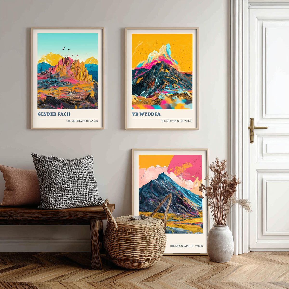 Mountains of Wales Set of Three Prints - Yr Wyddfa Snowdon, Glyder Fach, Tryfan - 3 Eryri Art Prints Poster Painting Gift V1