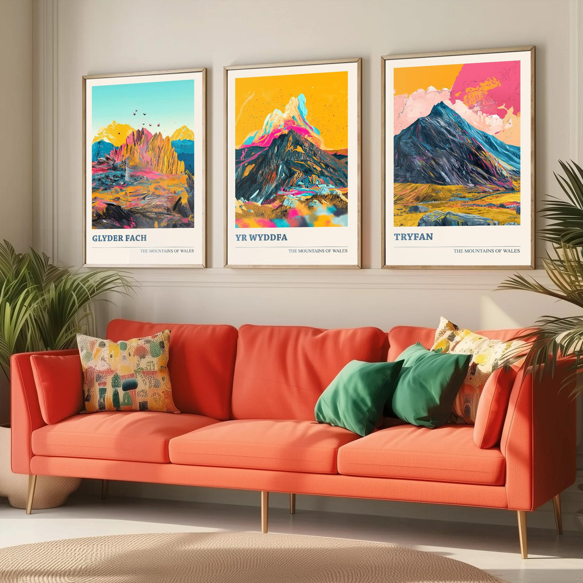 Mountains of Wales Set of Three Prints - Yr Wyddfa Snowdon, Glyder Fach, Tryfan - 3 Eryri Art Prints Poster Painting Gift V1