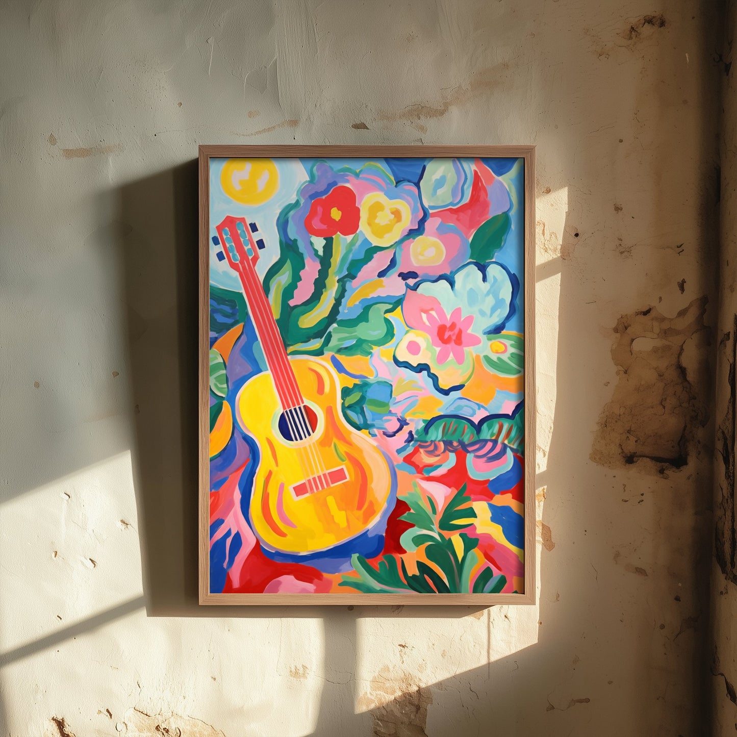 Guitar Art Print - Matisse Style Music Poster - Colourful Fauvist Illustration - Boho Music Wall Art 1/3