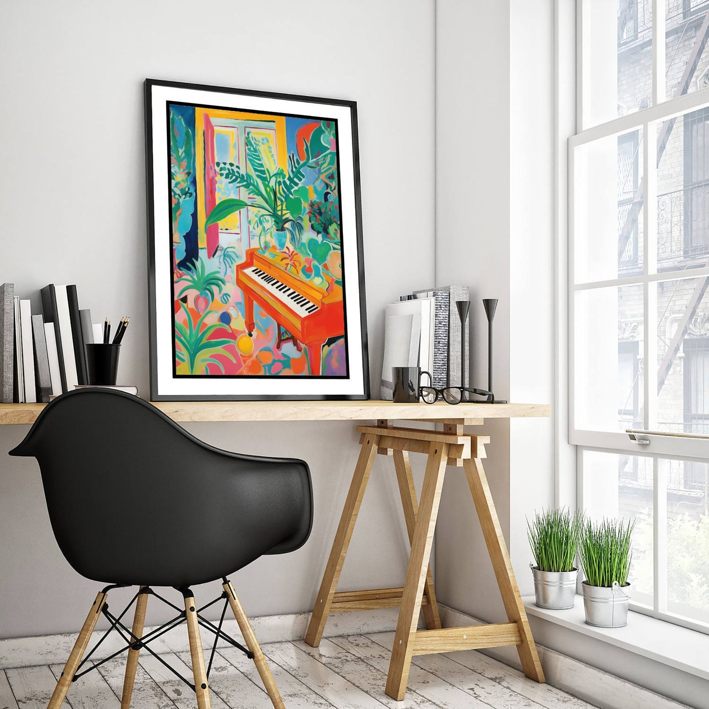 Piano Art Print - Matisse Style Music Poster - Colourful Fauvist Illustration - Boho Music Wall Art 2/3