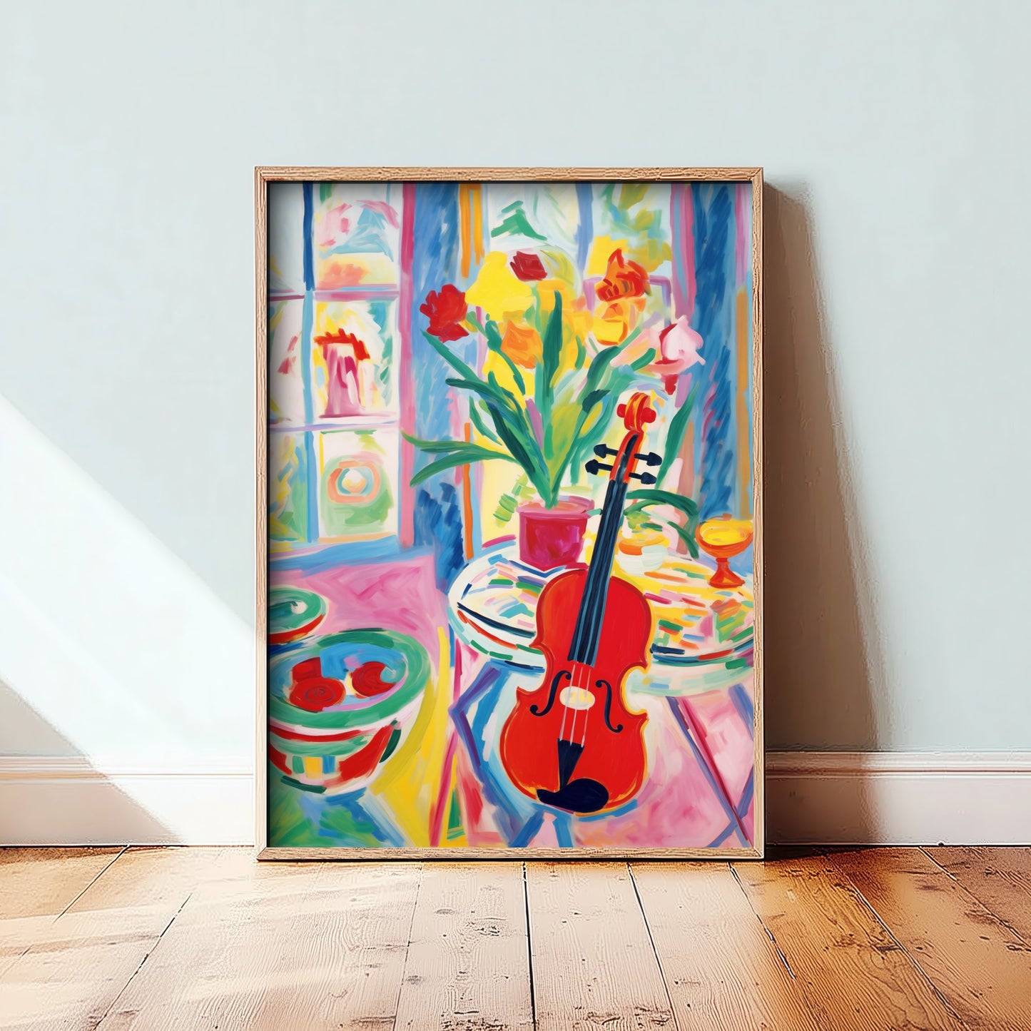Violin Art Print - Matisse Style Music Poster - Colourful Fauvist Illustration - Boho Music Wall Art 3/3