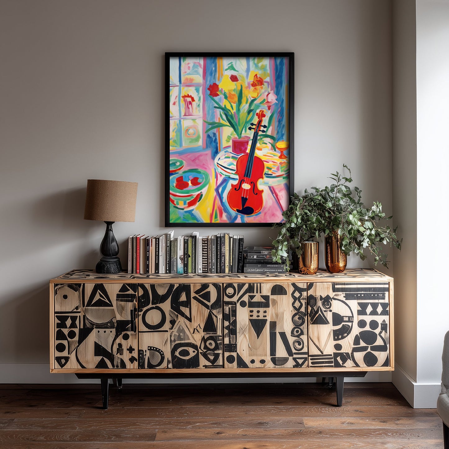 Violin Art Print - Matisse Style Music Poster - Colourful Fauvist Illustration - Boho Music Wall Art 3/3