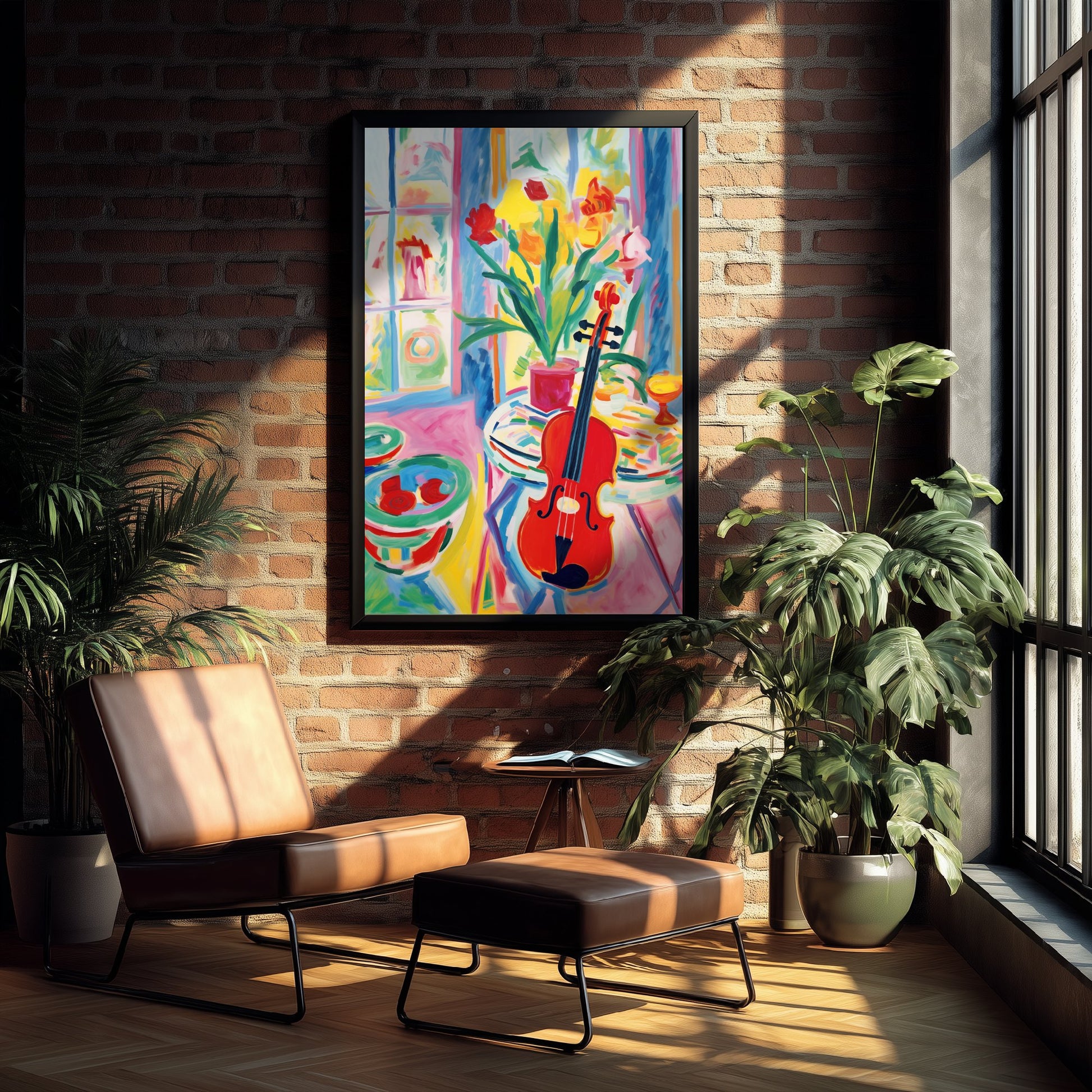 Violin Art Print - Matisse Style Music Poster - Colourful Fauvist Illustration - Boho Music Wall Art 3/3