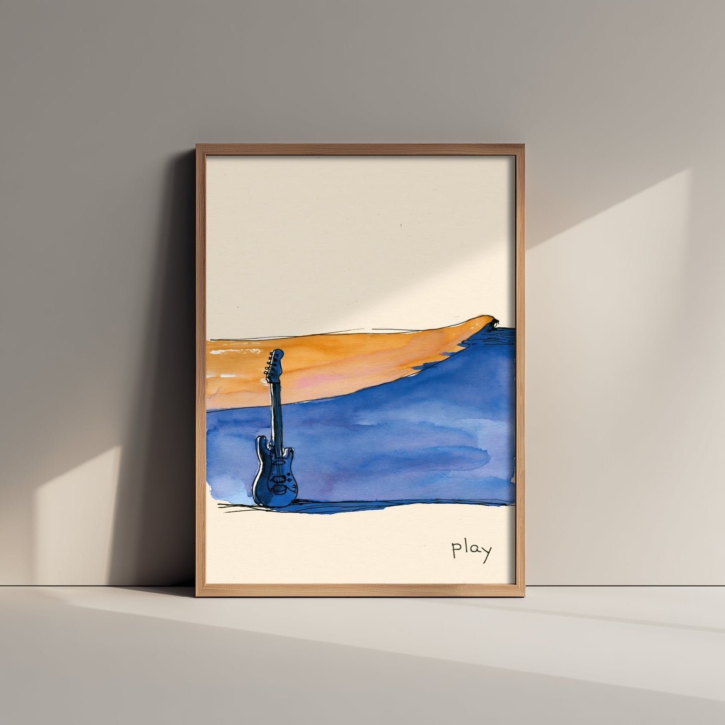 Electric Guitar Watercolour Art Print - Play Music Poster - Loose Ink Musician Wall Art 2/3
