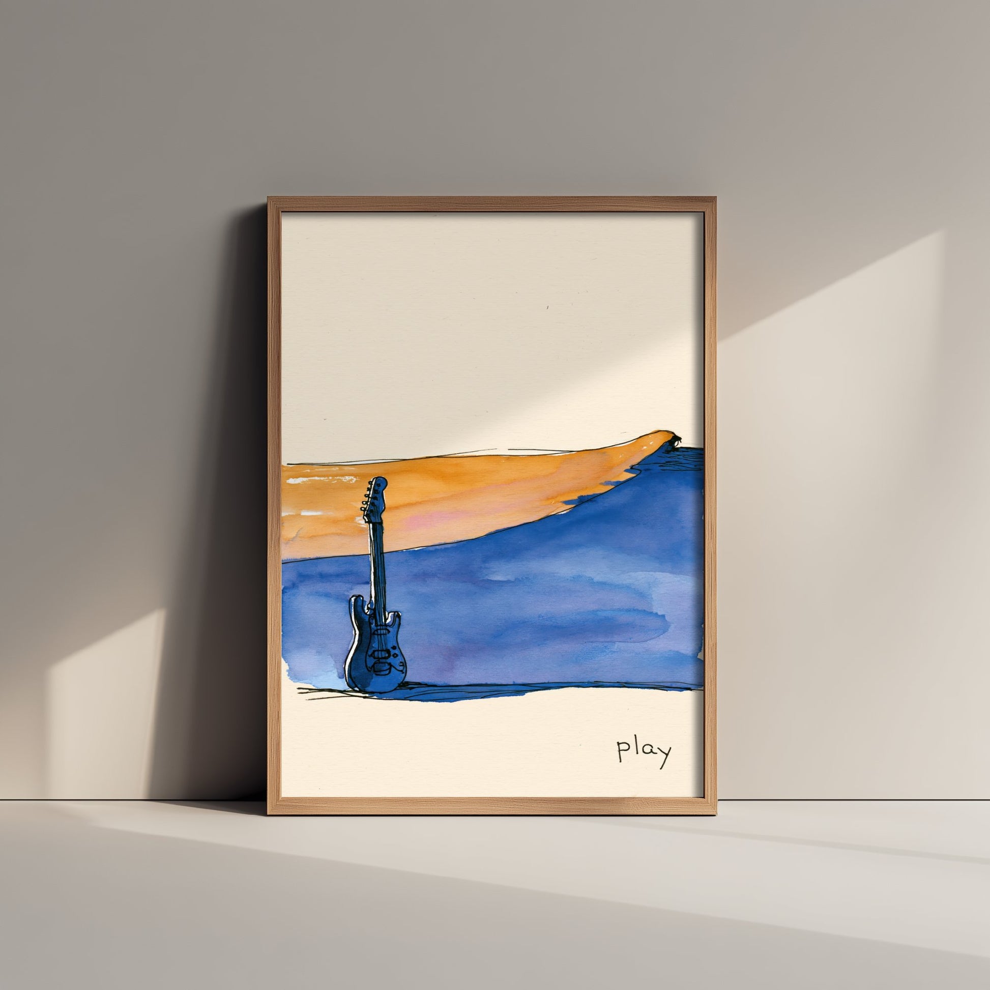 Electric Guitar Watercolour Art Print - Play Music Poster - Loose Ink Musician Wall Art 2/3