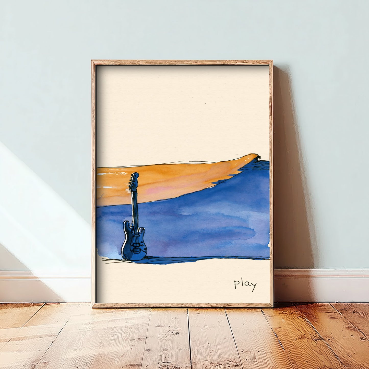 Electric Guitar Watercolour Art Print - Play Music Poster - Loose Ink Musician Wall Art 2/3