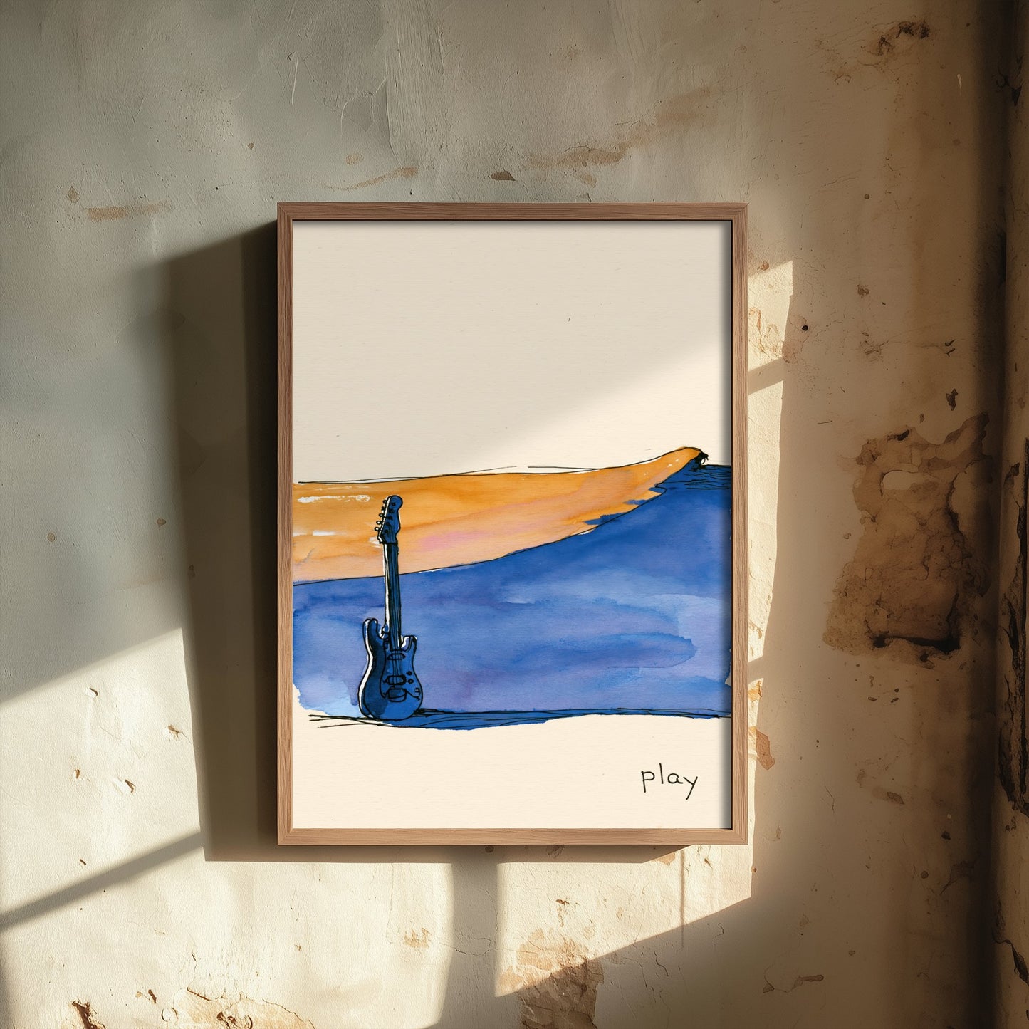 Electric Guitar Watercolour Art Print - Play Music Poster - Loose Ink Musician Wall Art 2/3