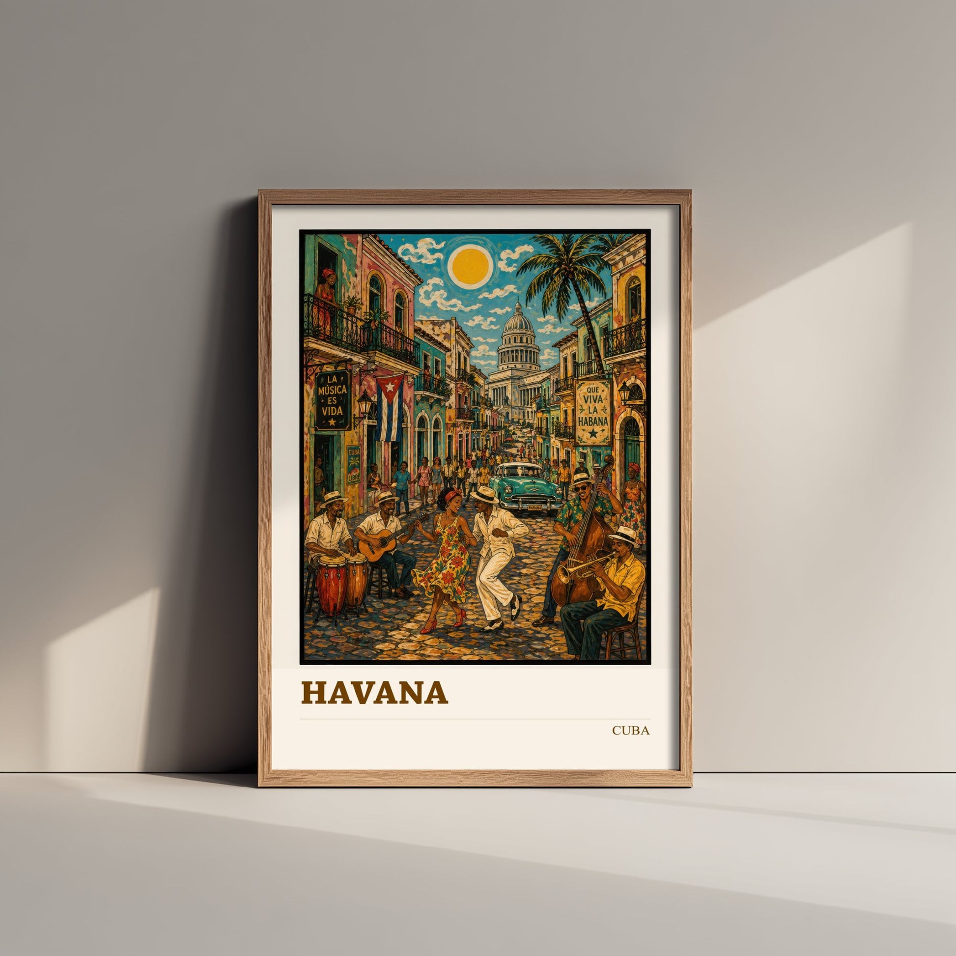 Havana Cuba Travel Poster - Art Print - Folk Art Music Illustration - Salsa Street Wall Art 3/3