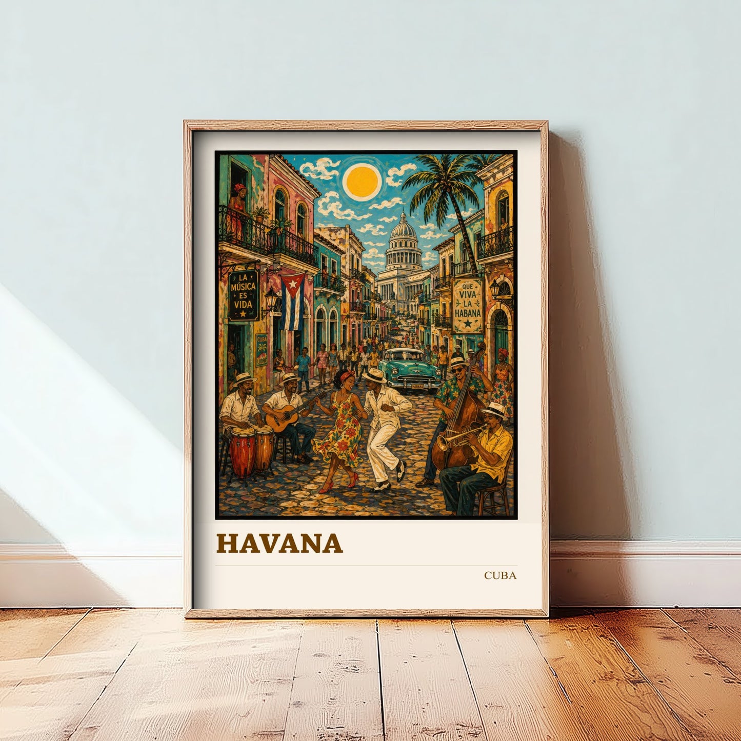 Havana Cuba Travel Poster - Art Print - Folk Art Music Illustration - Salsa Street Wall Art 3/3