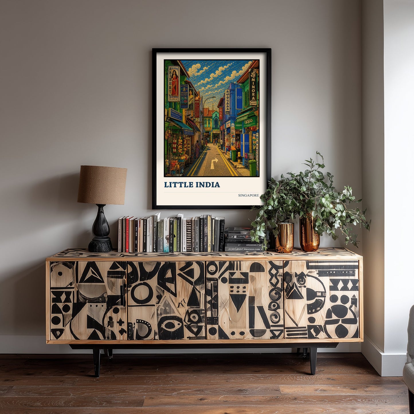 Little India Singapore Travel Poster - Art Print - Vibrant City Illustration - Shophouses Wall Art 1/3