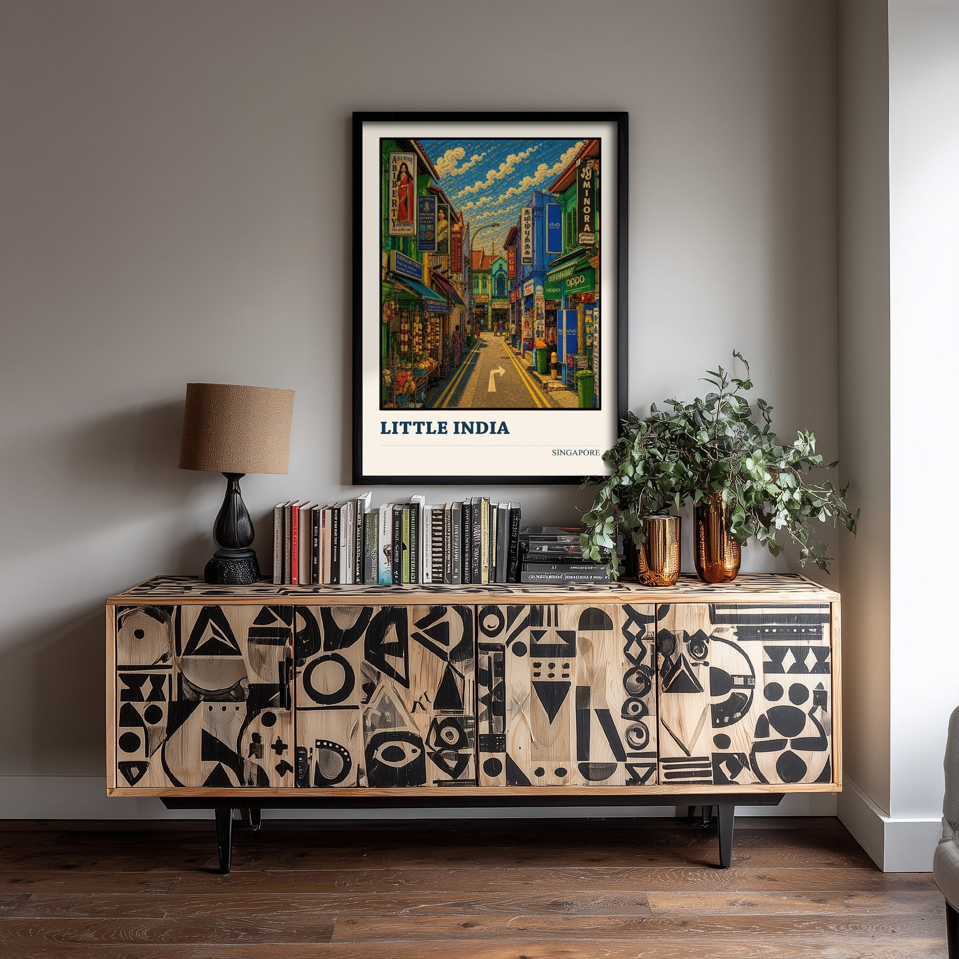 Little India Singapore Travel Poster - Art Print - Vibrant City Illustration - Shophouses Wall Art 1/3