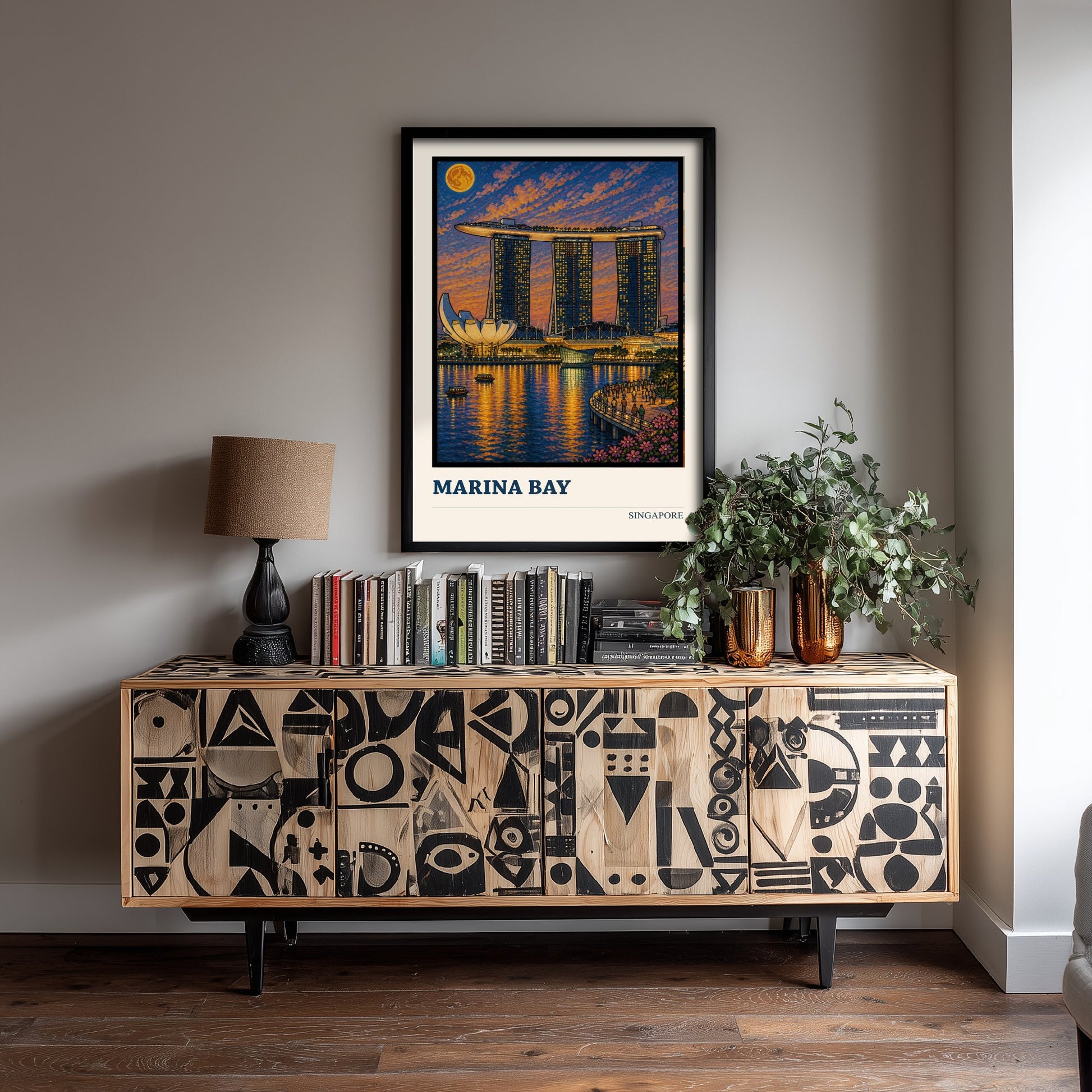 Marina Bay Singapore Travel Poster - Art Print - Vibrant City Illustration - Skyline Wall Art 2/3