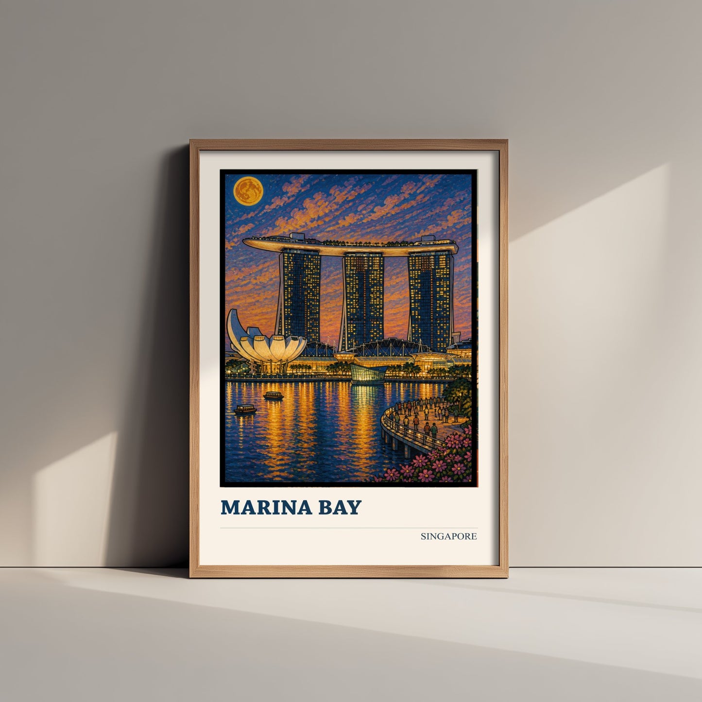 Marina Bay Singapore Travel Poster - Art Print - Vibrant City Illustration - Skyline Wall Art 2/3