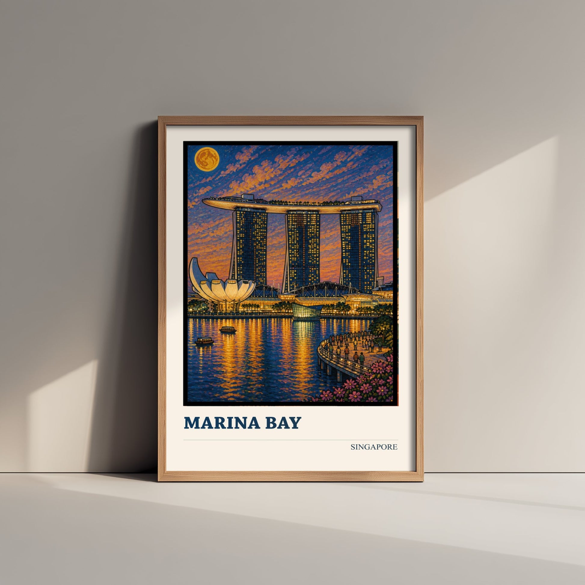 Marina Bay Singapore Travel Poster - Art Print - Vibrant City Illustration - Skyline Wall Art 2/3