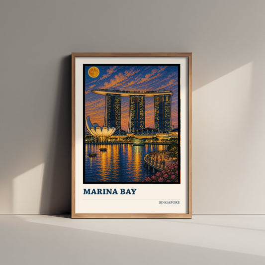 Marina Bay Singapore Travel Poster - Art Print - Vibrant City Illustration - Skyline Wall Art 2/3