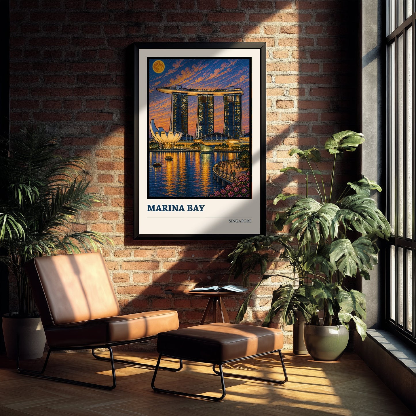 Marina Bay Singapore Travel Poster - Art Print - Vibrant City Illustration - Skyline Wall Art 2/3