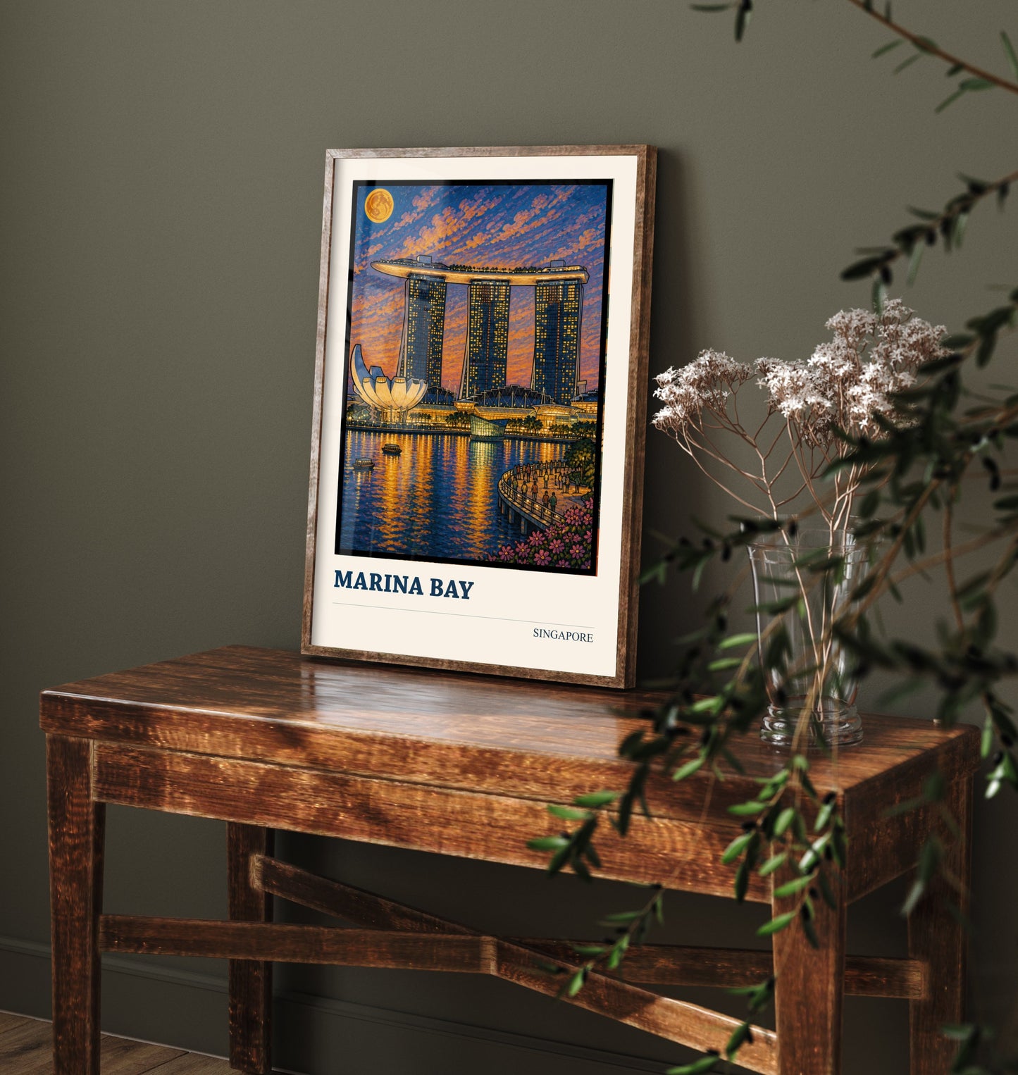Marina Bay Singapore Travel Poster - Art Print - Vibrant City Illustration - Skyline Wall Art 2/3
