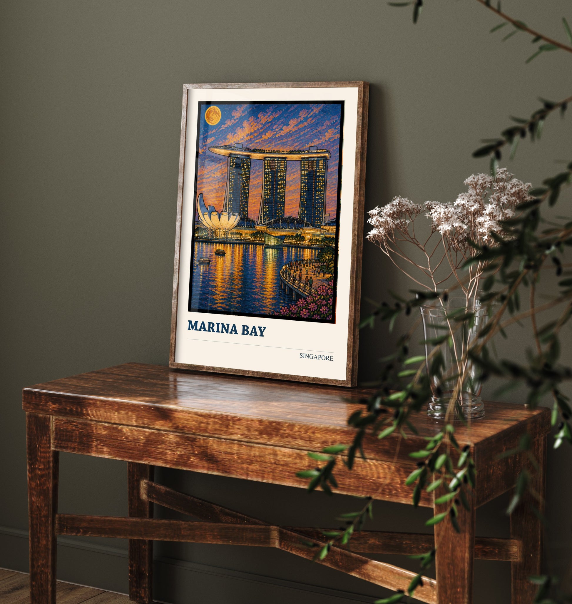 Marina Bay Singapore Travel Poster - Art Print - Vibrant City Illustration - Skyline Wall Art 2/3
