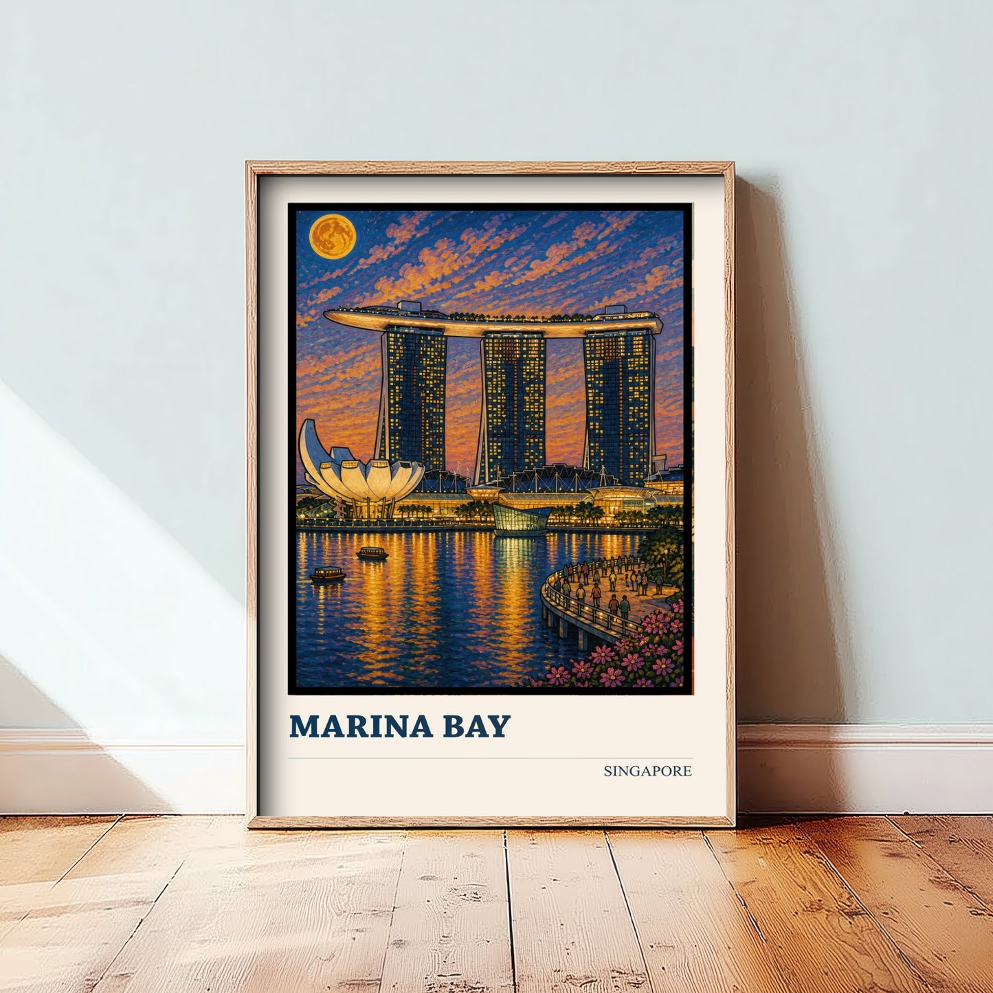 Marina Bay Singapore Travel Poster - Art Print - Vibrant City Illustration - Skyline Wall Art 2/3