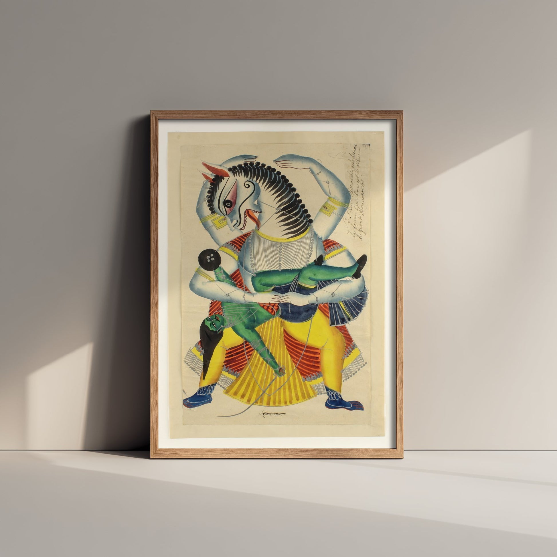 Narasimha Avatar Art Print - Kalighat Painting 1870 - Hindu Vishnu Deity Poster Wall Art